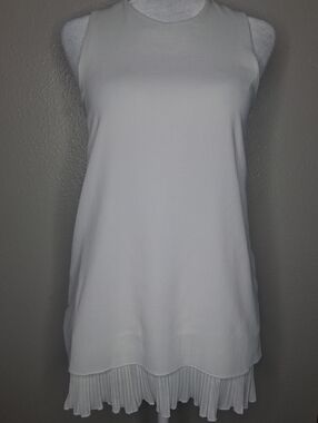 Sabrina Diamanti Sleeveless Crisp White Layered Blouse Top Made in Italy